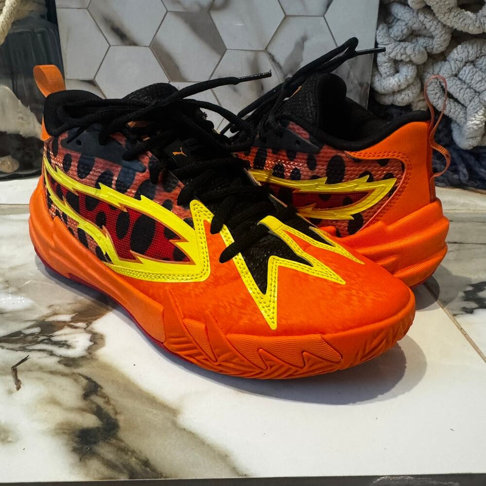 Puma Hoops x Cheetos Big Kids Scoot Zeros Orange/Black Basketball Sneakers Sz 7